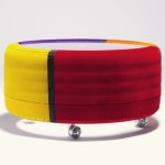 Colorful tire coffee tables by Tavomatico