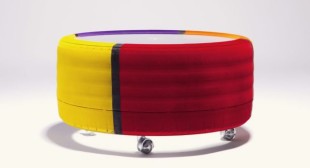 Colorful tire coffee tables by Tavomatico